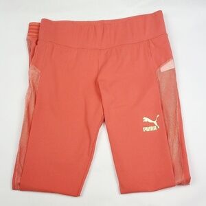 Puma Fashion T7 Women's Leggings Med Spiced Coral Exposed Workout Yoga Gym Pants